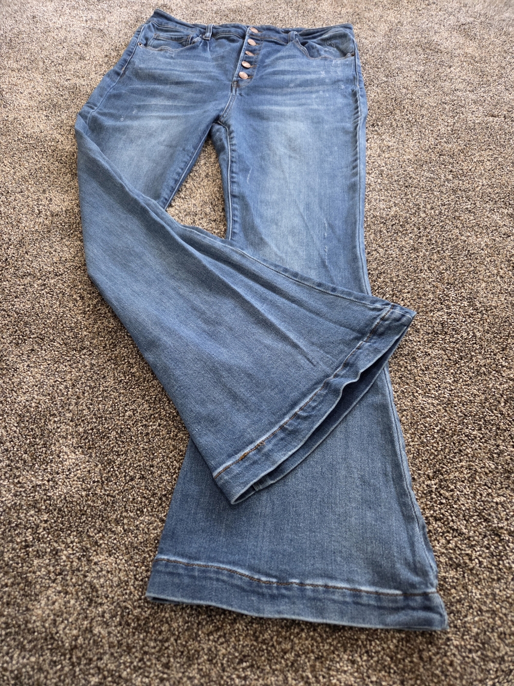 1014 RISEN High-Rise Blue Flared Jeans with Button-Fly
